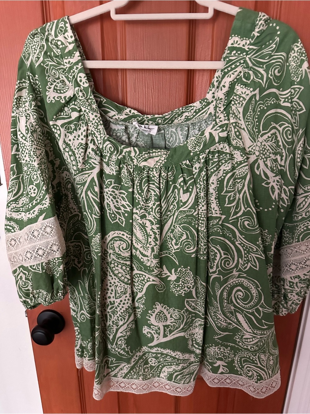 Women’s Olive Green Pheasant Top with Lace size XL